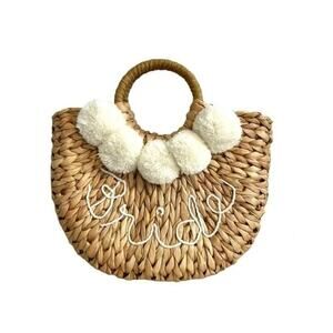 Bride Straw Purse for Honeymoon Bridal Shower Gift Summer Beach Tote Bag